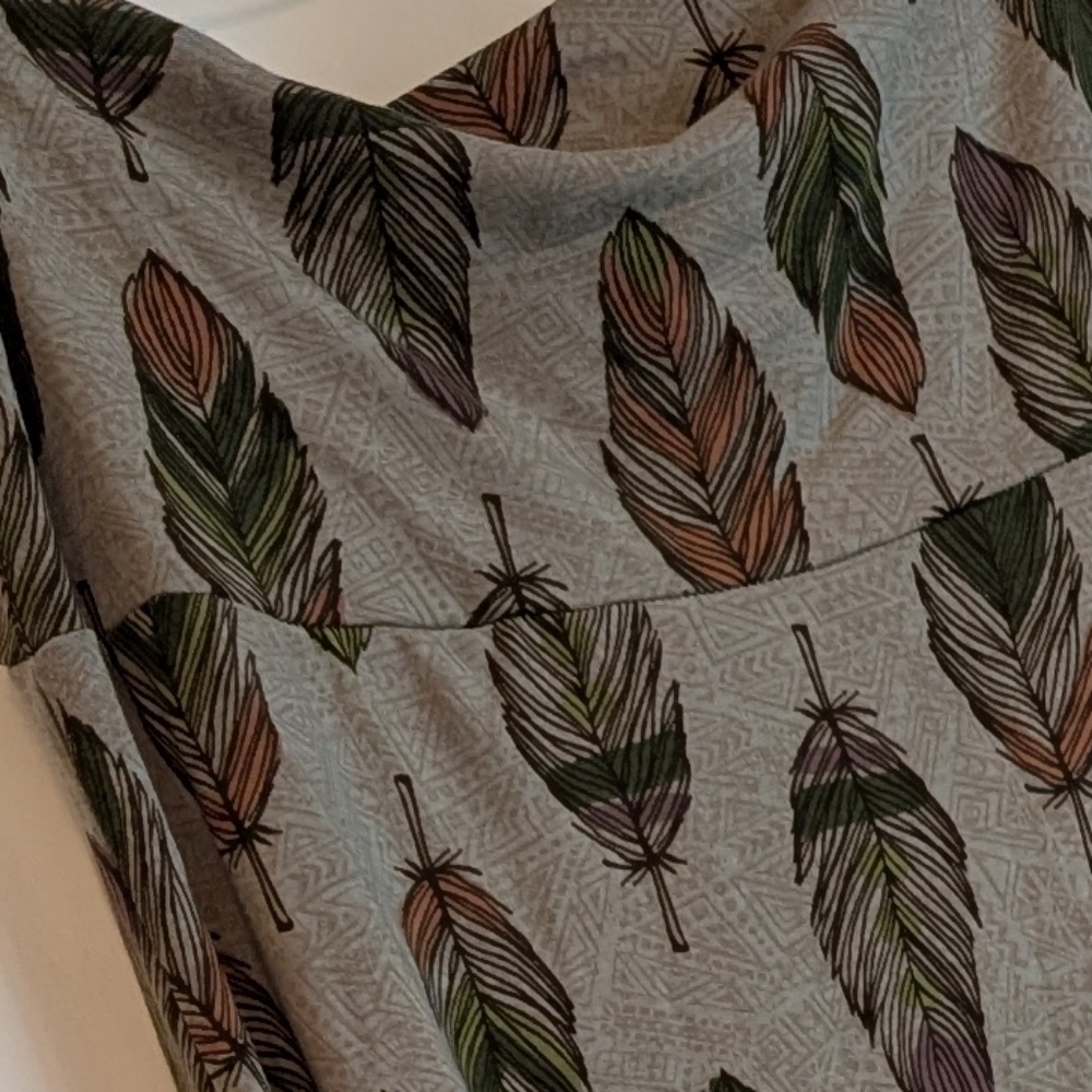 LuLaRoe Feather Print Maxi Skirt - Gray and Brown